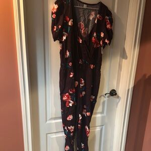Old Navy Floral Jumpsuit - Plum  and Red